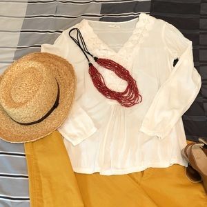 white Boho style top size S